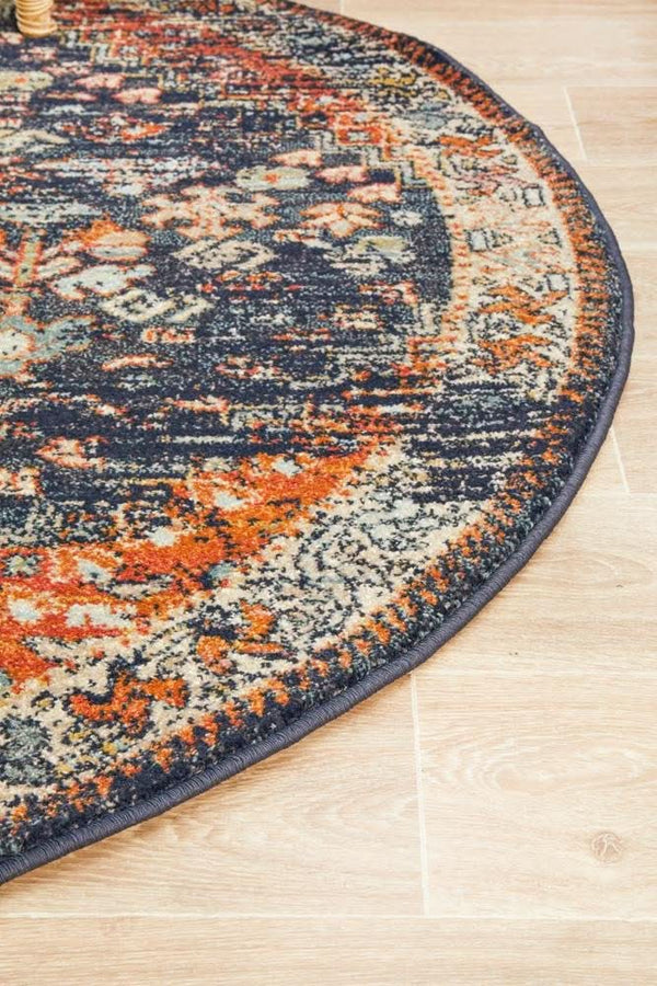 CHARM 854 Navy Round Rug