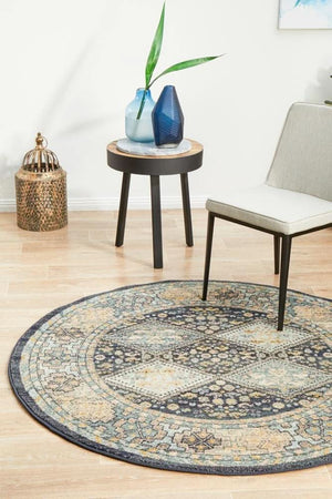 CHARM 857 Navy Round Rug