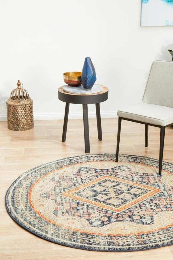 CHARM 863 Navy Round Rug