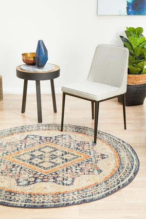 CHARM 863 Navy Round Rug