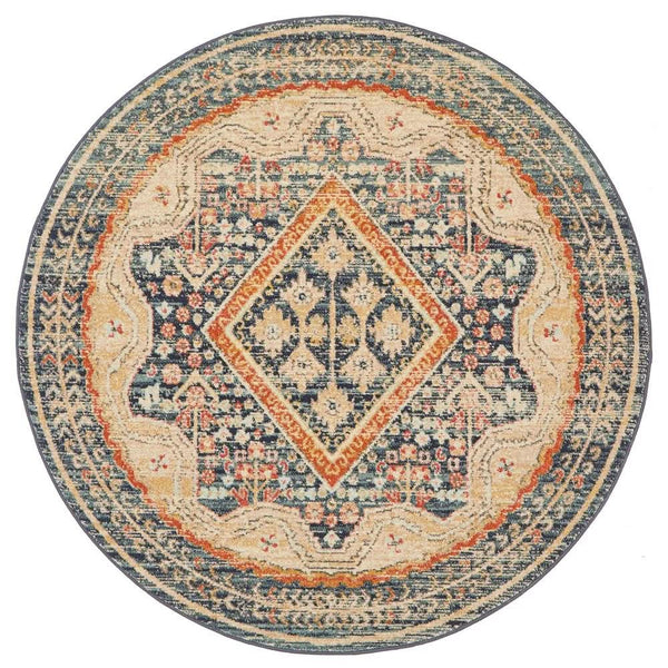 CHARM 863 Navy Round Rug