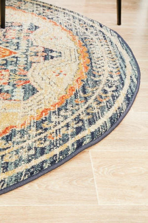 CHARM 863 Navy Round Rug