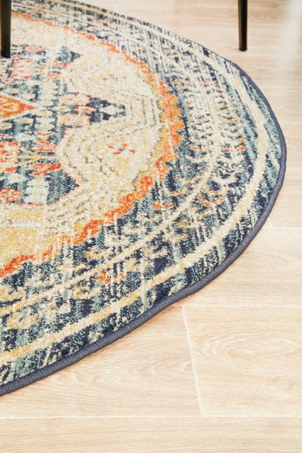 CHARM 863 Navy Round Rug