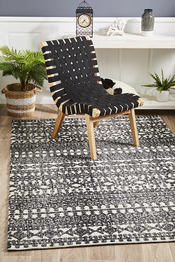 ATLANTA Yasmin Ivory Black Rug