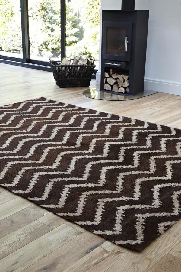 Moroccon Style  Chevron Design Brown Beige Rug