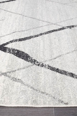 Oasis Noah White Grey Contemporary Runner Rug