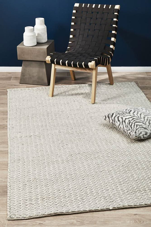 AXON Helena Woven Wool Rug Grey White