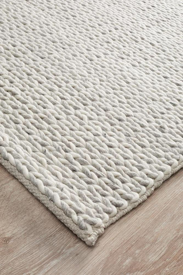 AXON Helena Woven Wool Rug Grey White