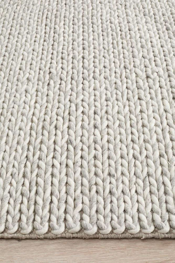 AXON Helena Woven Wool Rug Grey White