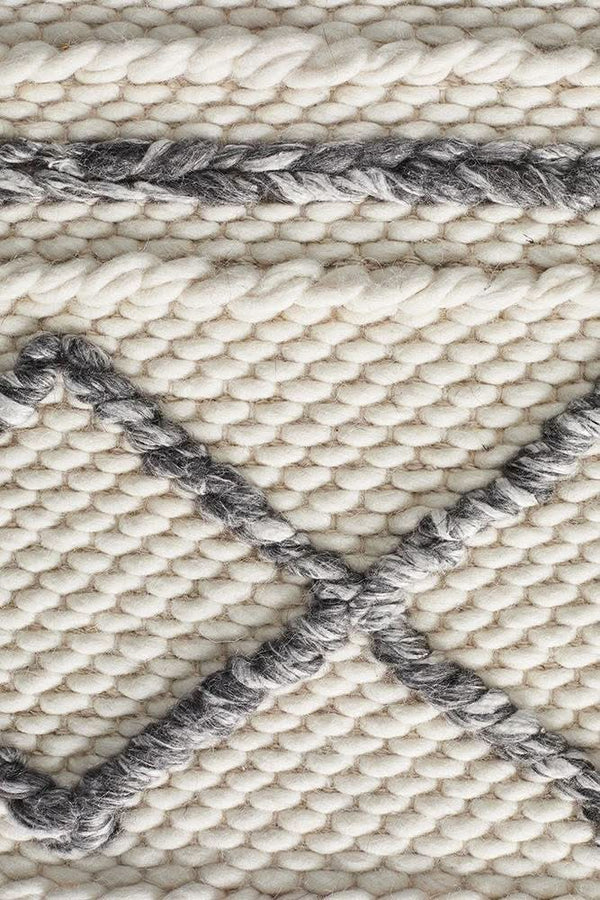 AXON Milly Textured Woollen Rug White Grey