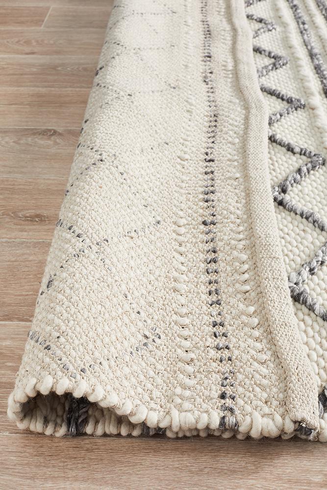 AXON Milly Textured Woollen Rug White Grey