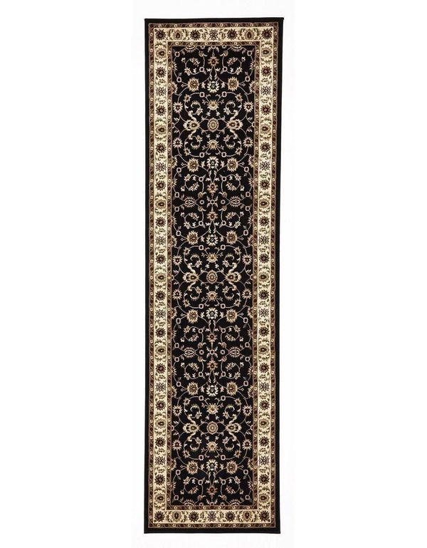 Sydney Classic Runner Black With Ivory Border Runner Rug