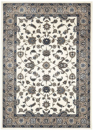 Sydney Collection Classic Rug White With Beige Border