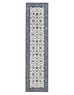 Sydney Collection Classic Rug White With Blue Border