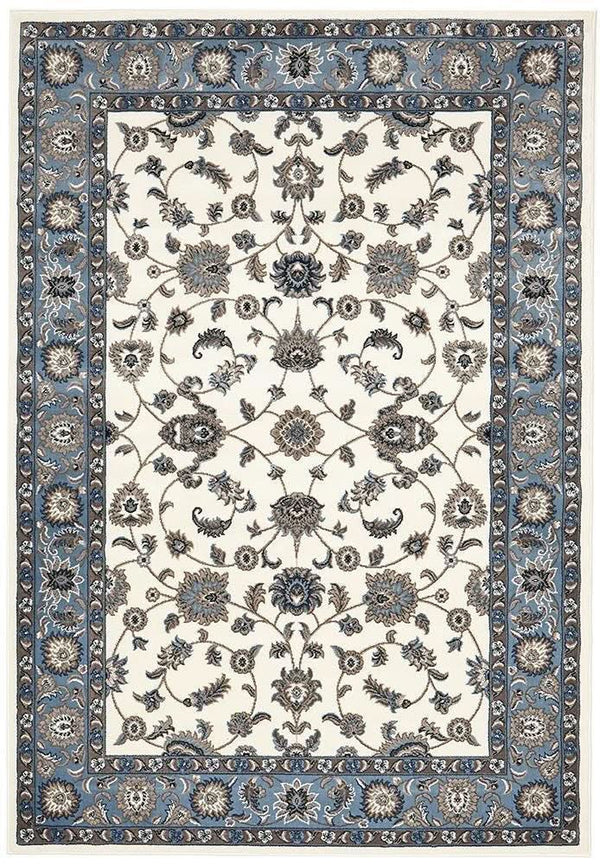 Sydney Collection Classic Rug White With Blue Border