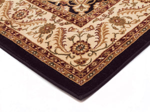 Sydney Medallion Runner Black With Ivory Border Runner Rug
