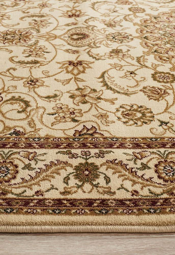 Sydney Collection Medallion Rug Ivory With Ivory Border