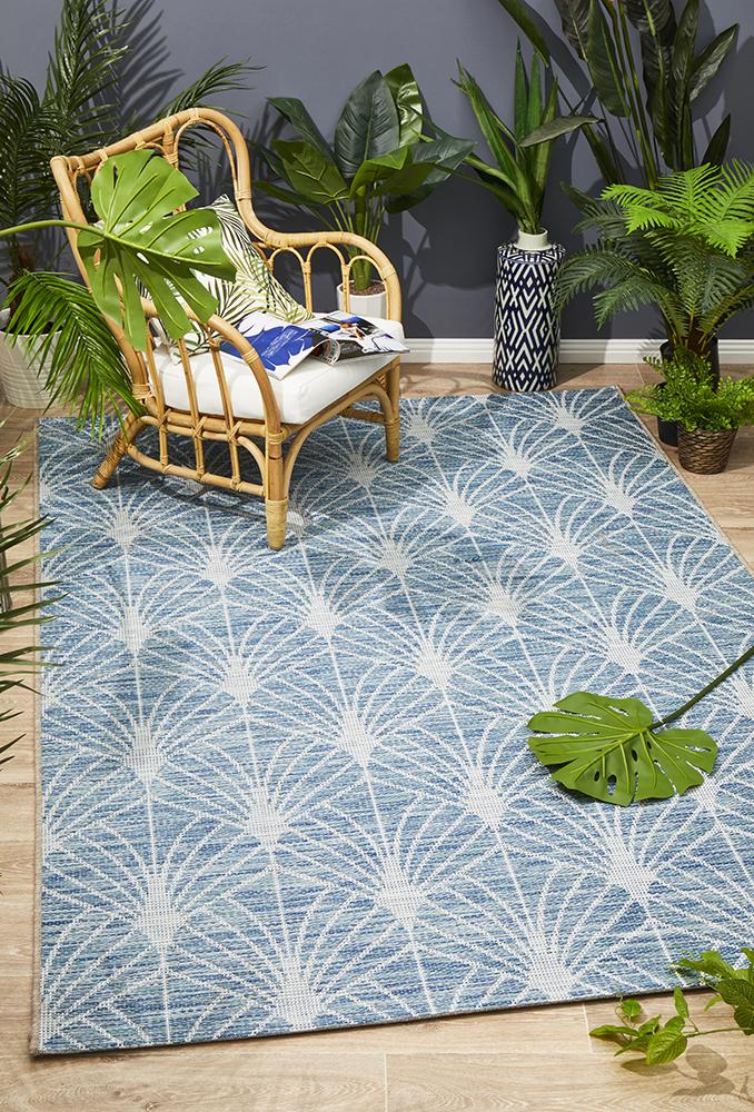 Tara Fern Trellis Rug Blue