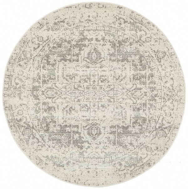 ENVI Dream White Silver Transitional Round Rug