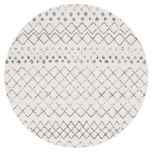 Oasis Selma White Grey Tribal Round Rug