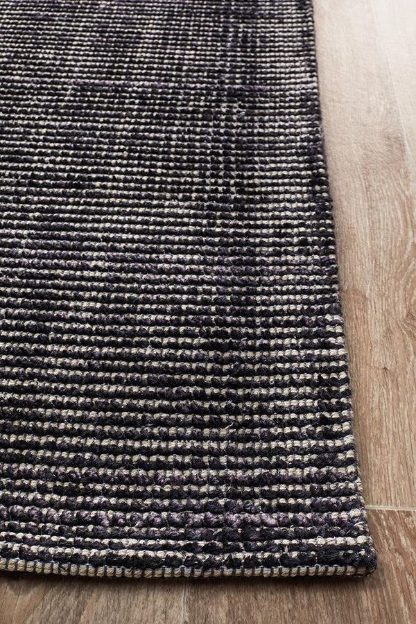 AURA Black Cotton Rayon Rug