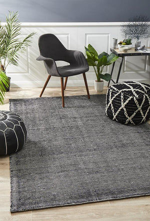 AURA Black Cotton Rayon Rug