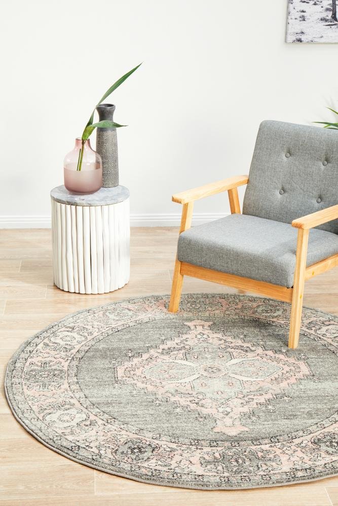 VIBE 703 Grey Round Rug