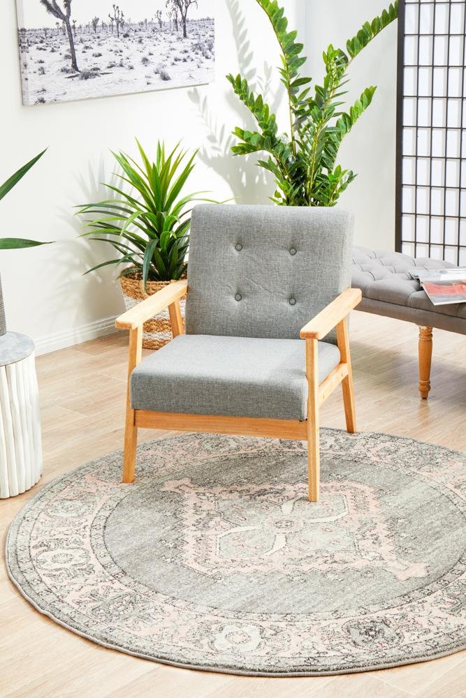 VIBE 703 Grey Round Rug