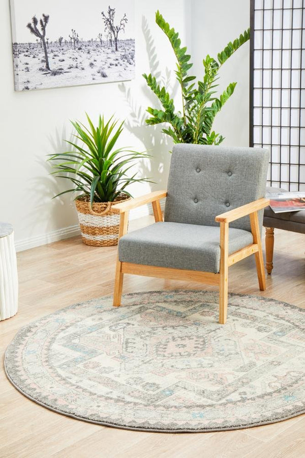 VIBE 704 Silver Round Rug