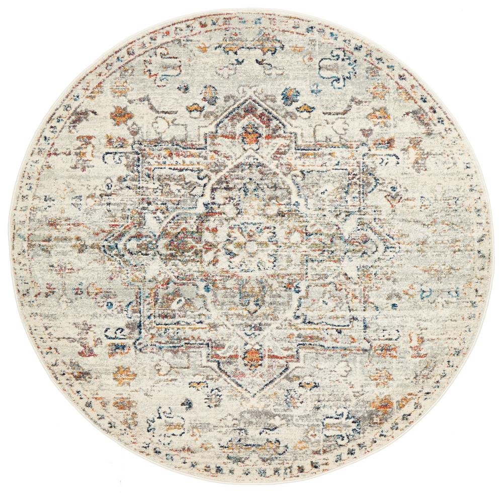 NILA 911 Silver Round Rug