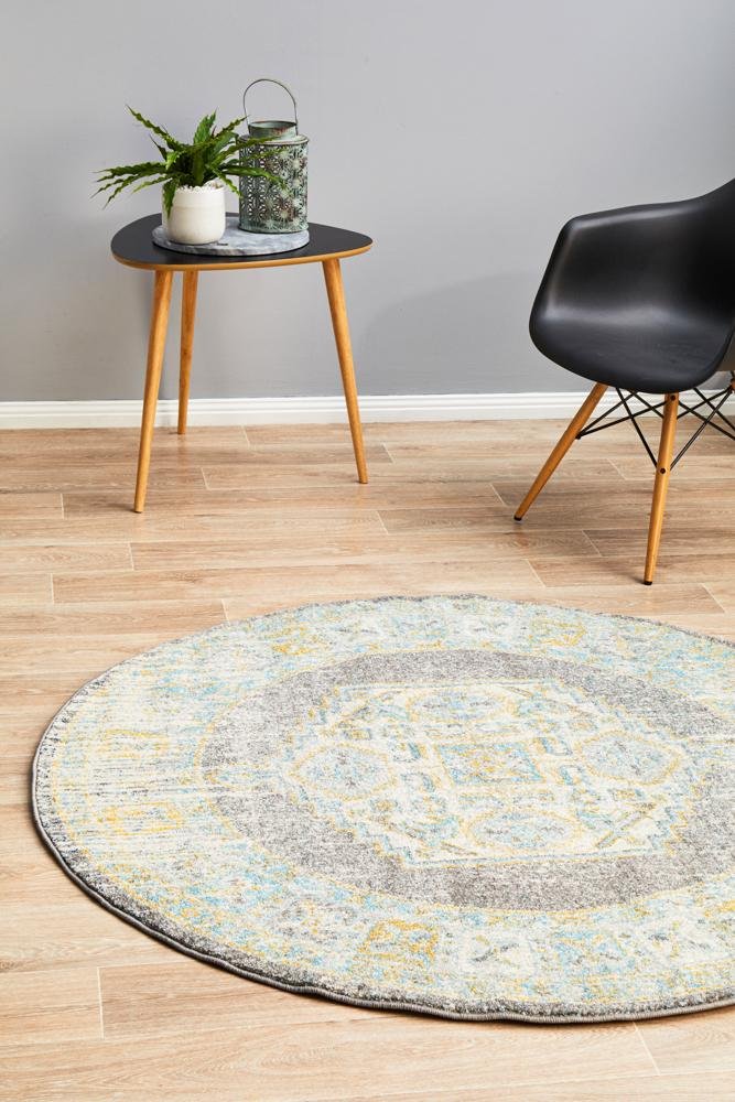 NILA 944 Grey Round Rug