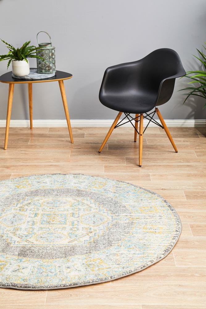 NILA 944 Grey Round Rug