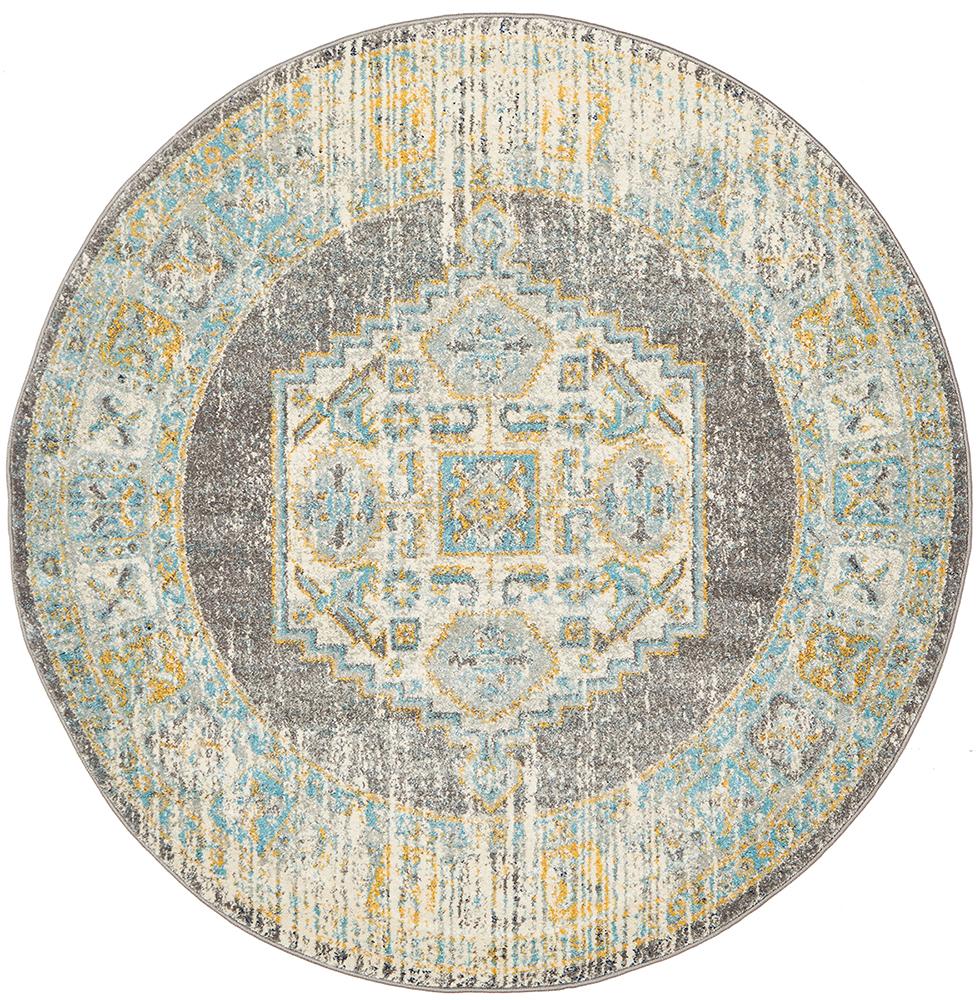 NILA 944 Grey Round Rug