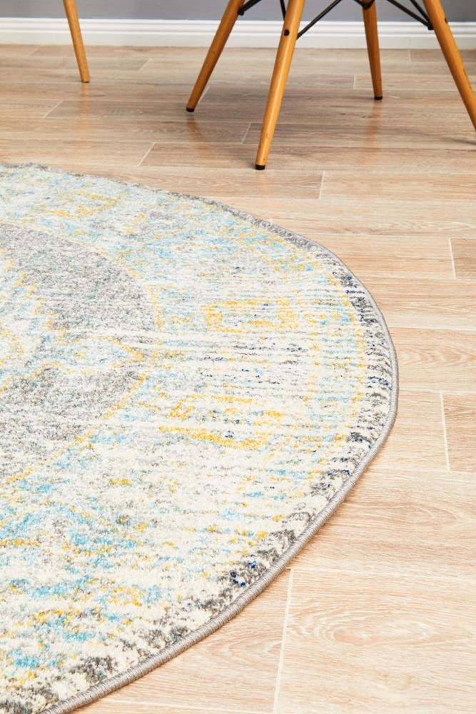 NILA 944 Grey Round Rug