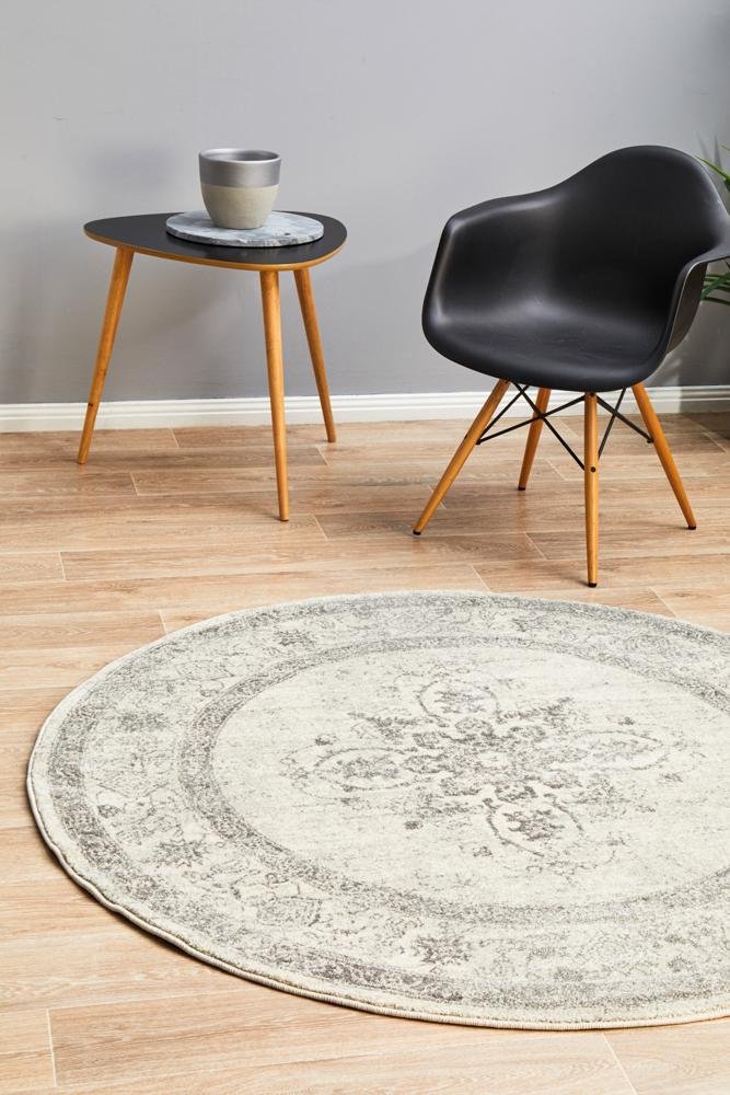 NILA 977 Silver Round Rug