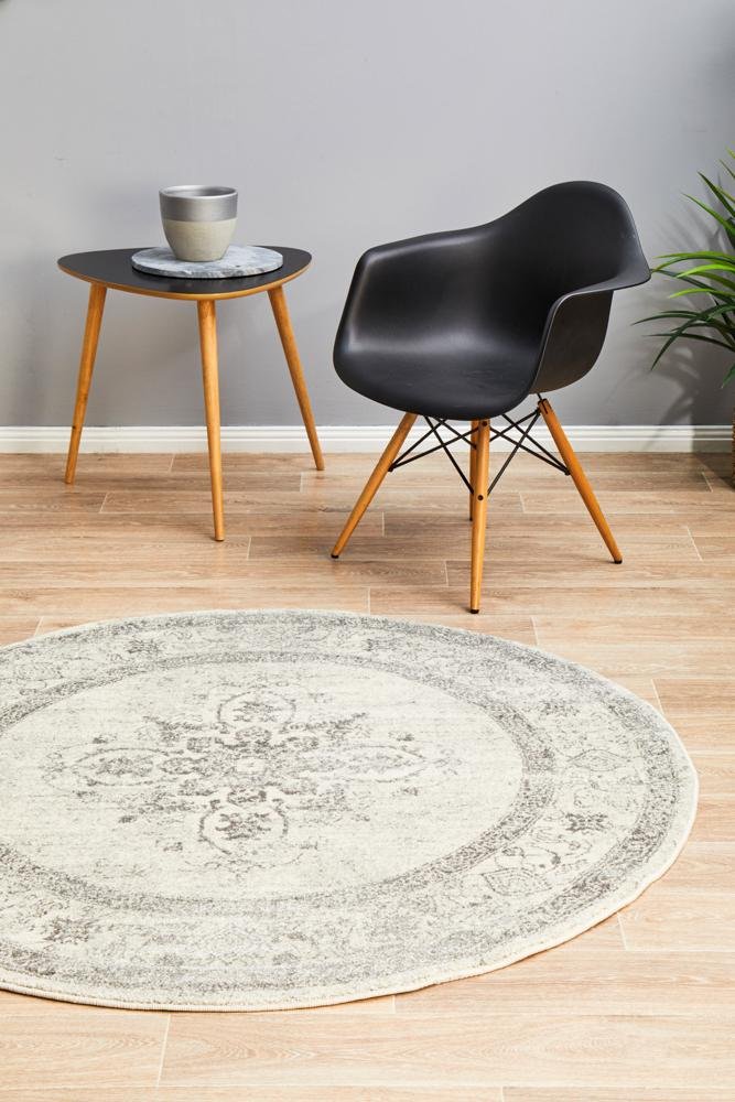 NILA 977 Silver Round Rug