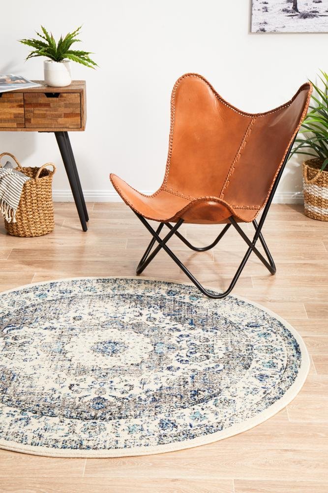 ENVI Mist White Transitional Round Rug