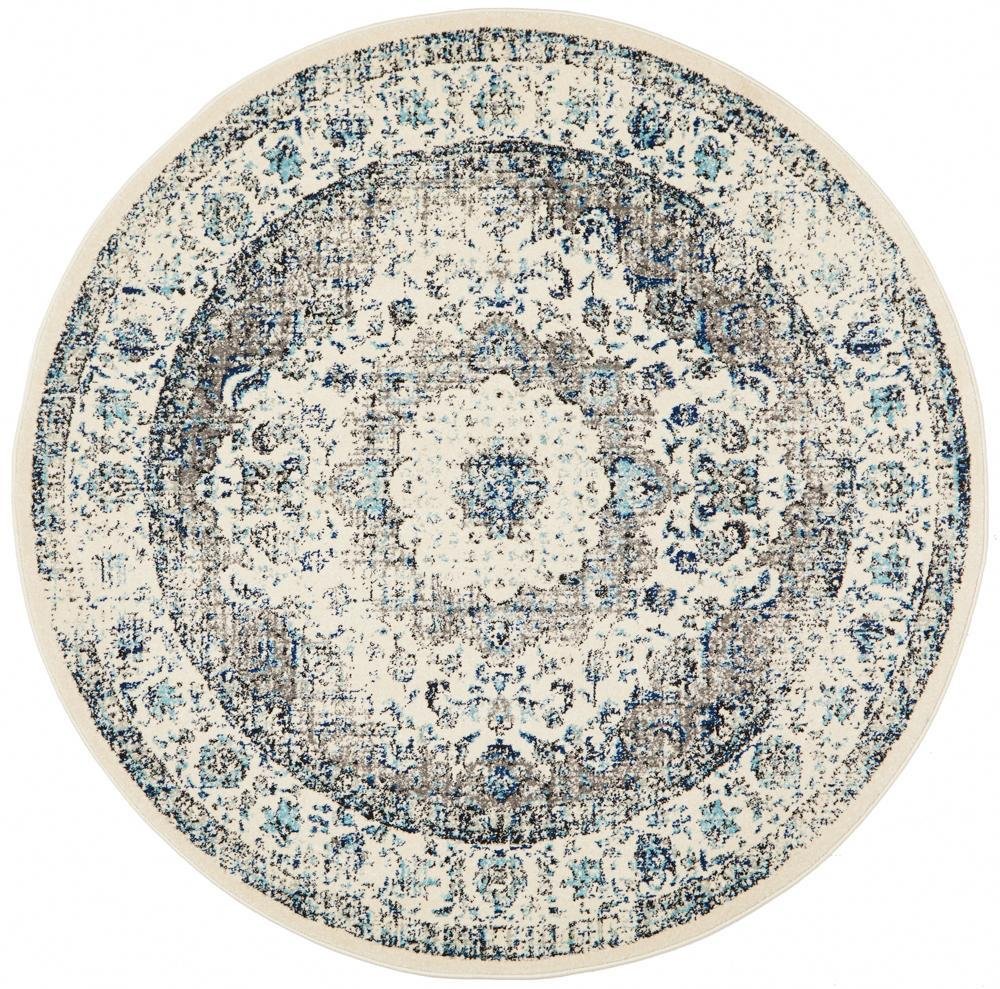 ENVI Mist White Transitional Round Rug