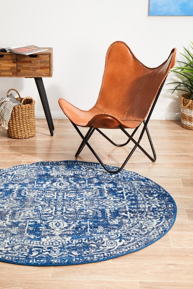 ENVI Contrast Navy Transitional Round Rug