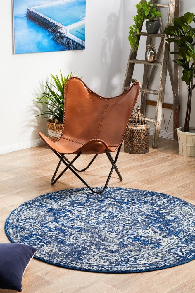 ENVI Contrast Navy Transitional Round Rug