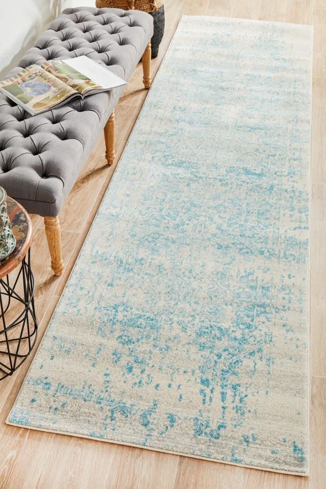 ENVI Glacier White Blue Transitional Runner Rug