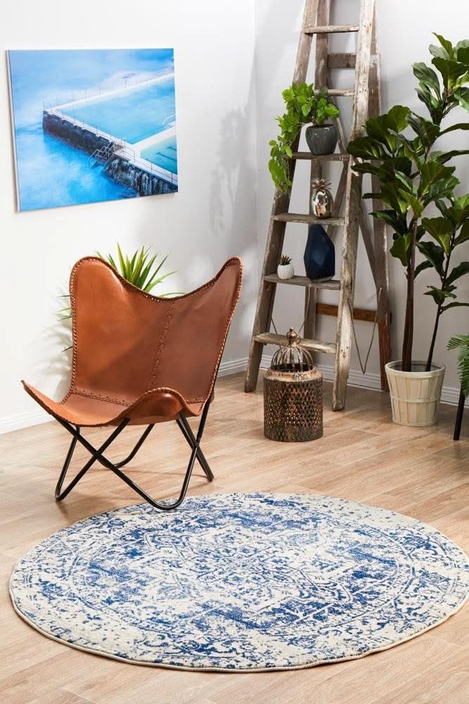 ENVI Horizon White Navy Transitional Round Rug