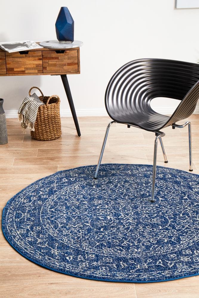 ENVI Artist Navy Transitional Round Rug