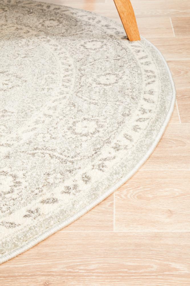 ENVI Silver Flower Transitional Round Rug