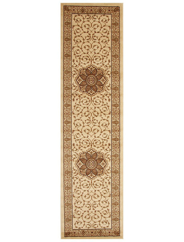 Istanbul Medallion Classic Pattern Runner Rug Ivory
