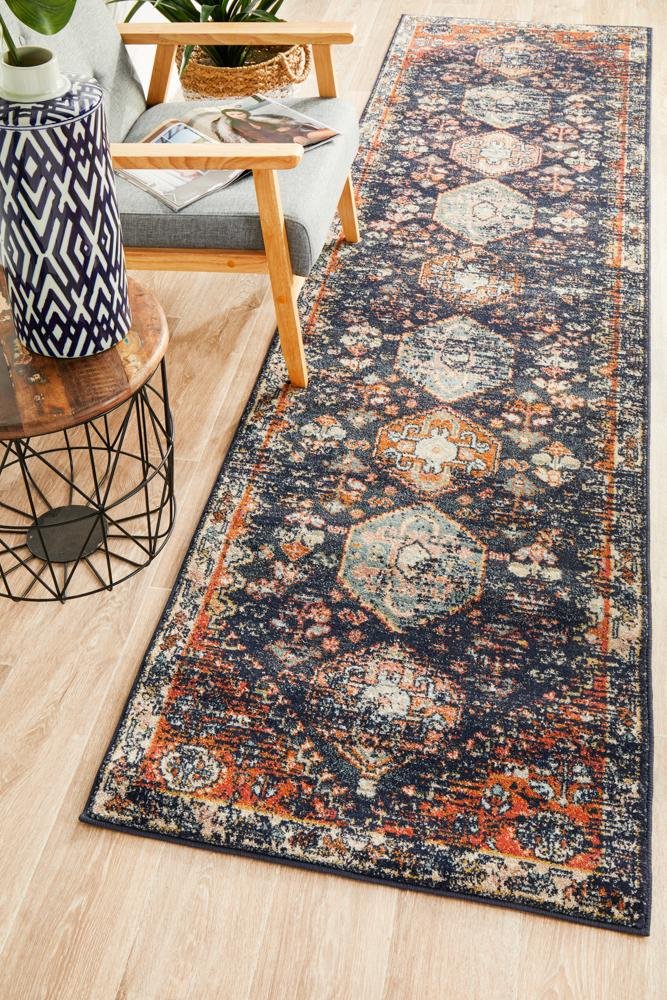CHARM 854 Navy Runner Rug