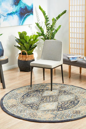 CHARM 857 Navy Round Rug