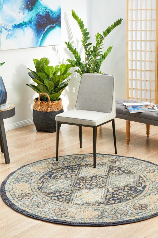 CHARM 857 Navy Round Rug