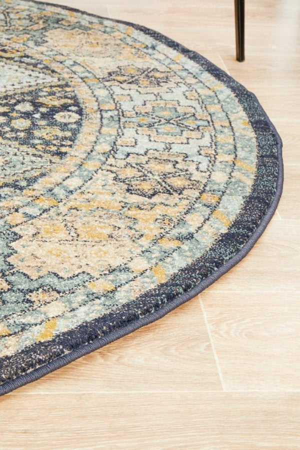 CHARM 857 Navy Round Rug