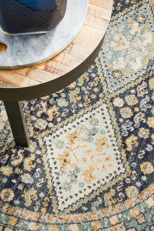 CHARM 857 Navy Round Rug